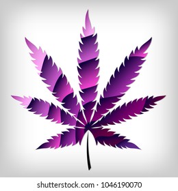 Purple marijuana leaf with a gradient on a light background