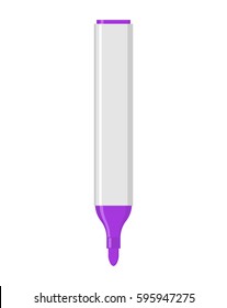 purple marker isolated. Office stationery. school desk accessories. Large pen on white background.