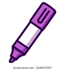purple marker school supply draw write creative flat color vector illustration template design