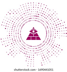 Purple Masons symbol All-seeing eye of God icon isolated on white background. The eye of Providence in the triangle. Abstract circle random dots. Vector Illustration