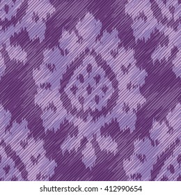 Purple medieval ikat damask pattern seamless vector background tile
