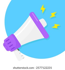 purple megaphone broadcasting speaker vector illustration