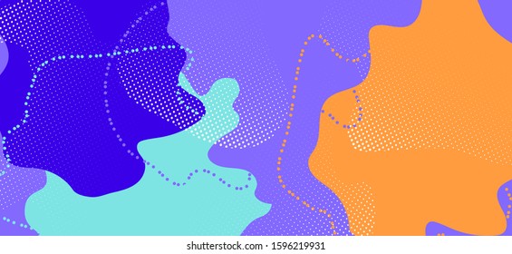 Purple Memphis Design. Creative Geometric Wallpaper. Futuristic Wave Template. Multicolor Funky Pattern. Memphis Shape. Hipster Geometric Illustration. Bright Business Memphis Shapes.