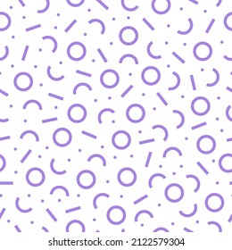 Purple memphis seamless pattern with white background.