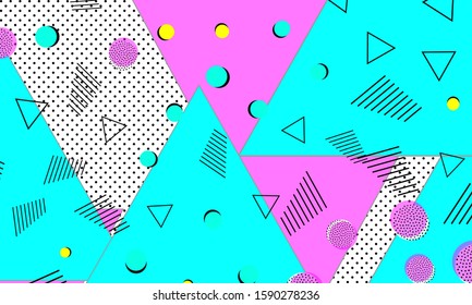 Purple Memphis Texture. Cyan Textile Art. Trendy Fashion. 80s Elements. Deep Pink Cool Composition. Modern Artwork. Navy Dot Template.