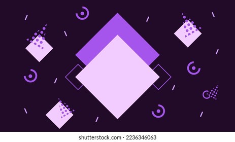 vector memphis púrpura con formas geométricas sobre fondo oscuro adecuado para banner, disposición, papel de pared, escritorio, volante.