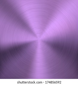 Purple metal background with realistic circular brushed texture (chrome, iron, stainless steel, silver) for user interfaces (UI), applications (apps) and business presentations. Vector illustration.