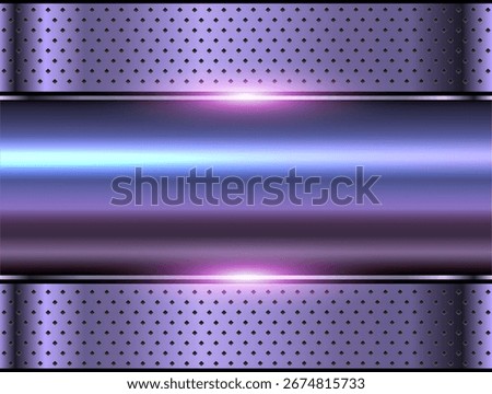 Purple metal background, shiny chrome metallic texture, 3D vector illustration.