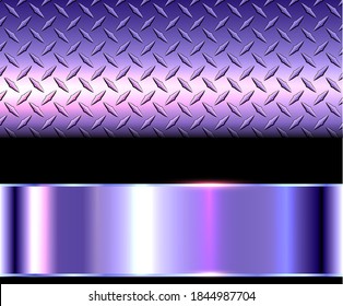 Purple Metallic Background, 3D Polished Steel Texture With Diamond Plate Pattern, Vector Design.