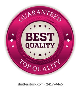 Purple metallic best quality badge on white background