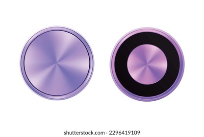 Purple Metallic chrome shiny blade round blank label badge design.