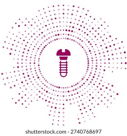 Purple Metallic screw icon isolated on white background. Abstract circle random dots. Vector