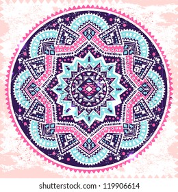 Purple Mexican ornament with vintage background