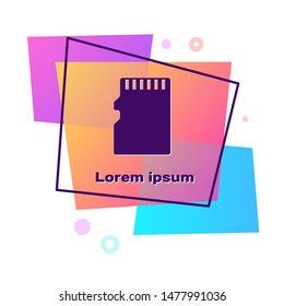 Purple Micro SD memory card icon isolated on white background. Color rectangle button. Vector Illustration