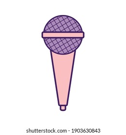 purple microphone on a white background vector illustration design