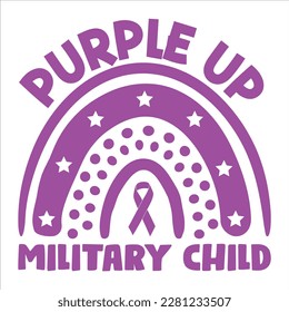 Purple Up Military Child, Purple up for military kids dandelion flower vector cancer awareness Month of the Military Child typography t-shirt design veterans shirt