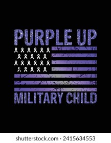 Purple up military child t shirt design