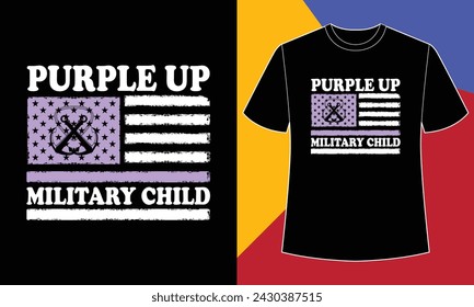 Purple up military child t shirt print template