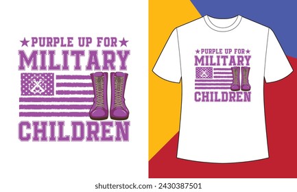 Purple up for military children t shirt print template