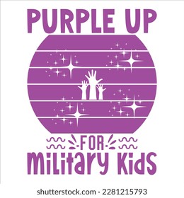 Purple Up For Military Kids, Purple up for Military kids (Púrpura para niños militares) dandelion flor vector de conciencia del cáncer Mes de la tipografía infantil Militar diseño de camisetas para veteranos camisa