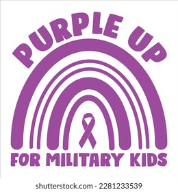 Purple Up For Military Kids, Purple up for military kids dandelion flower vector cancer awareness Month of the Military Child typography t-shirt design veterans shirt