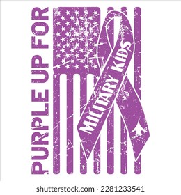 Purple Up For Military Kids, Purple up for military kids dandelion flower vector cancer awareness Month of the Military Child typography t-shirt design veterans shirt