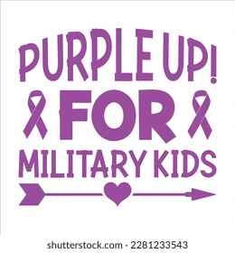 Purple Up For Military Kids, Purple up for Military kids (Púrpura para niños militares) dandelion flor vector de conciencia del cáncer Mes de la tipografía infantil Militar diseño de camisetas para veteranos camisa