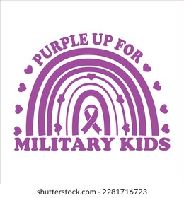 Purple Up For Military Kids, Purple up for military kids dandelion flower vector cancer awareness Month of the Military Child typography t-shirt design veterans shirt