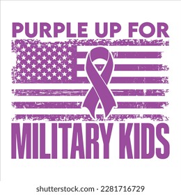 Purple Up For Military Kids, Purple up for Military kids (Púrpura para niños militares) dandelion flor vector de conciencia del cáncer Mes de la tipografía infantil Militar diseño de camisetas para veteranos camisa