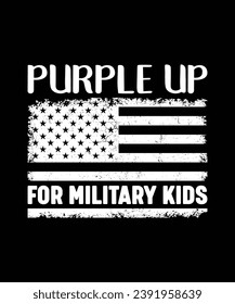 Purple Up For Military Kids, Purple up for Military kids (Púrpura para niños militares) dandelion flor vector de conciencia del cáncer Mes de la tipografía infantil Militar diseño de camisetas para veteranos camisa