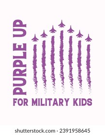 Purple Up For Military Kids, Purple up for Military kids (Púrpura para niños militares) dandelion flor vector de conciencia del cáncer Mes de la tipografía infantil Militar diseño de camisetas para veteranos camisa