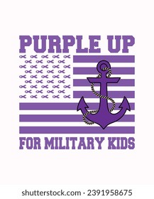 Purple Up For Military Kids, Purple up for Military kids (Púrpura para niños militares) dandelion flor vector de conciencia del cáncer Mes de la tipografía infantil Militar diseño de camisetas para veteranos camisa