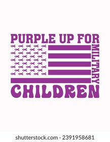 Purple Up For Military Kids, Purple up for Military kids (Púrpura para niños militares) dandelion flor vector de conciencia del cáncer Mes de la tipografía infantil Militar diseño de camisetas para veteranos camisa