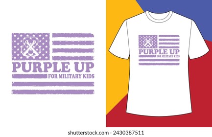 Purple up for military kids t shirt design print template