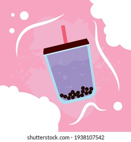 purple milk bubble tea mug