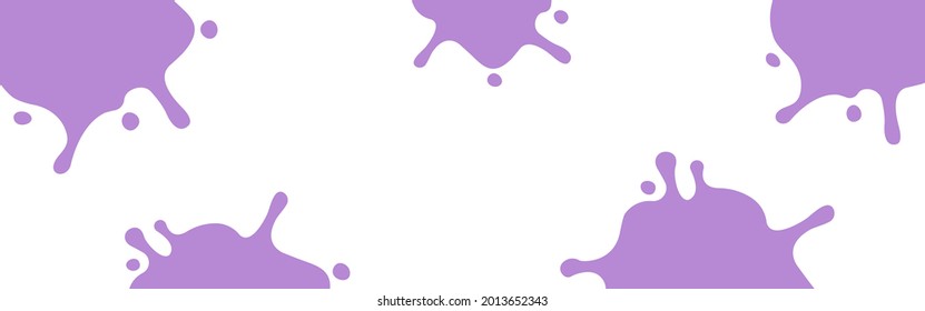purple milk splash on white for banner background, milky splatter purple for background, copy space, milk blob shape for graphic symbol, blot stain of milk splashing, vector