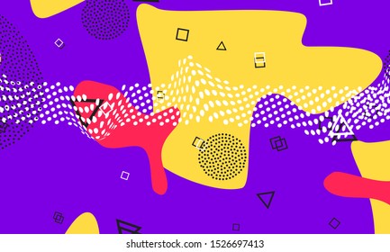 Purple Minimal Wallpaper. Contemporary Illustration. Salmon 80s Design. Lemon Spring Cover. Cartoon Print. Lilac Circle Fashion. Violet Doodle Banner.