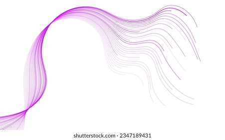 Purple minimal wavy lines abstract futuristic tech background. Vector digital design