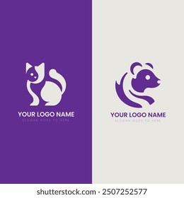 "Purple Minimalist Animal Logo for Branding Projects"
"Creative Cat and Panda Logo Design for Digital Use"
"Elegant Purple Animal Icons for Business Branding"