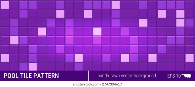 Purple minimalist shower background with pool-style mosaic tiles and a smooth tiled surface. Studio lighting, subtle reflections, and clean copy space for text or a product.