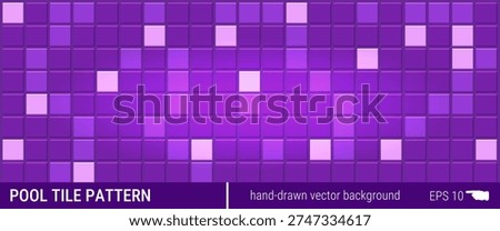 Purple minimalist shower background with pool-style mosaic tiles and a smooth tiled surface. Studio lighting, subtle reflections, and clean copy space for text or a product.