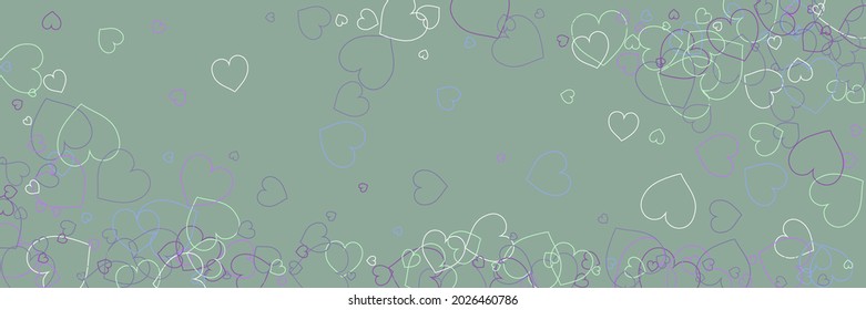 Purple Mint Blue Neon Love Art Illustration. Colorful Bright Green Hearts Ornamental Fabrics. Party Confetti White Multicolor Vivid Romantic Background. Pastel Violet Bordo Pink Olive Print.