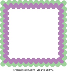 Purple Mint Scalloped Square Frame Vector Illustration Decorative Rounded Border Abstract Label Template