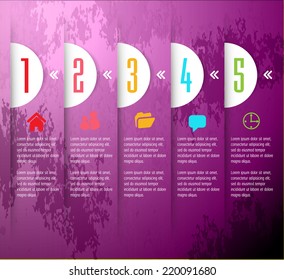 Purple modern design old paper text box template for website graphic technology and internet , labels, numbers. 