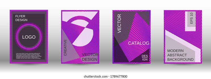 Purple modern design template in trendy style. Trendy flat illustration with modern design template. Advertising concept. Futuristic backdrop.  Line pattern. Color set.