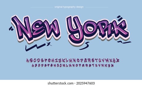 purple modern graffiti tag brush typography