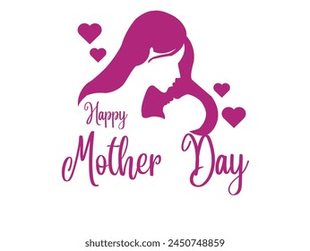 Purple Modern greeting card Happy Mother Day, white background, English calligraphy fornts use, vector illustration eps 10 