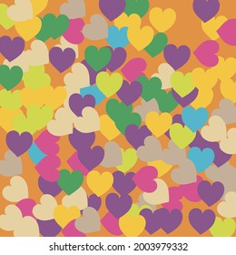 Purple Modern Hearts Love Confetti Vector Style. Rainbow Violet Bright Trendy Detailed Fabric. Pastel Multicolor Colorful Saint Valentine Art Illustration. Beige Pink Simple Romantic Wedding Art.