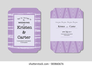 Purple modern invitation. vector decorative square frame. Greeting card