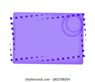 Purple modern retangle template, advertising and social media publications, dots frame pattern, empty space for text and information, geometric elements on white background, vector illustration